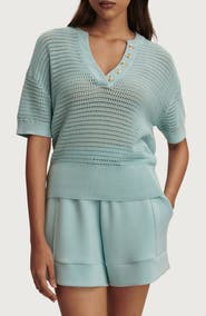 Varley Callie Sheer Knit Cotton Top