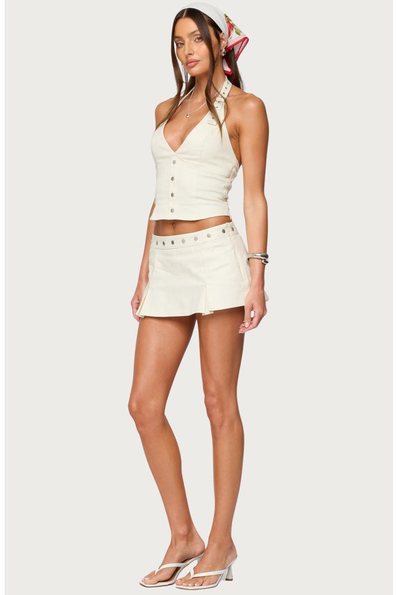 Keli Buckle Halter Crop Top, Alternate, color, CREAM