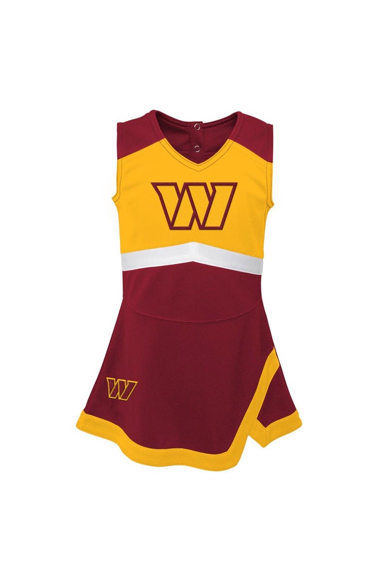 Outerstuff Girls Toddler Burgundy/Gold Washington Commanders Cheer Captain Jumper Dress, Main, color, 