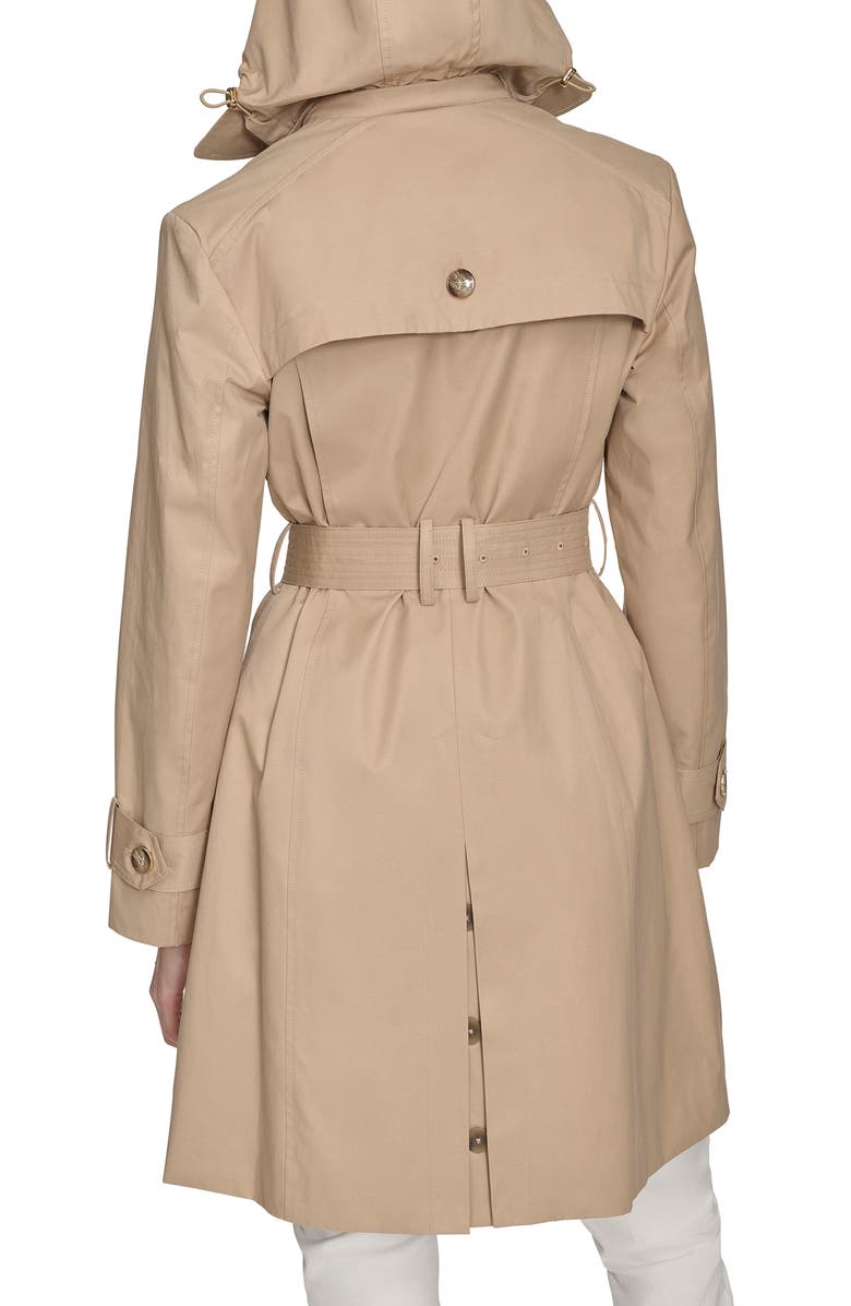 Cole Haan Signature Water Resistant Trench Coat with Removable Hood, Alternate, color, Khaki