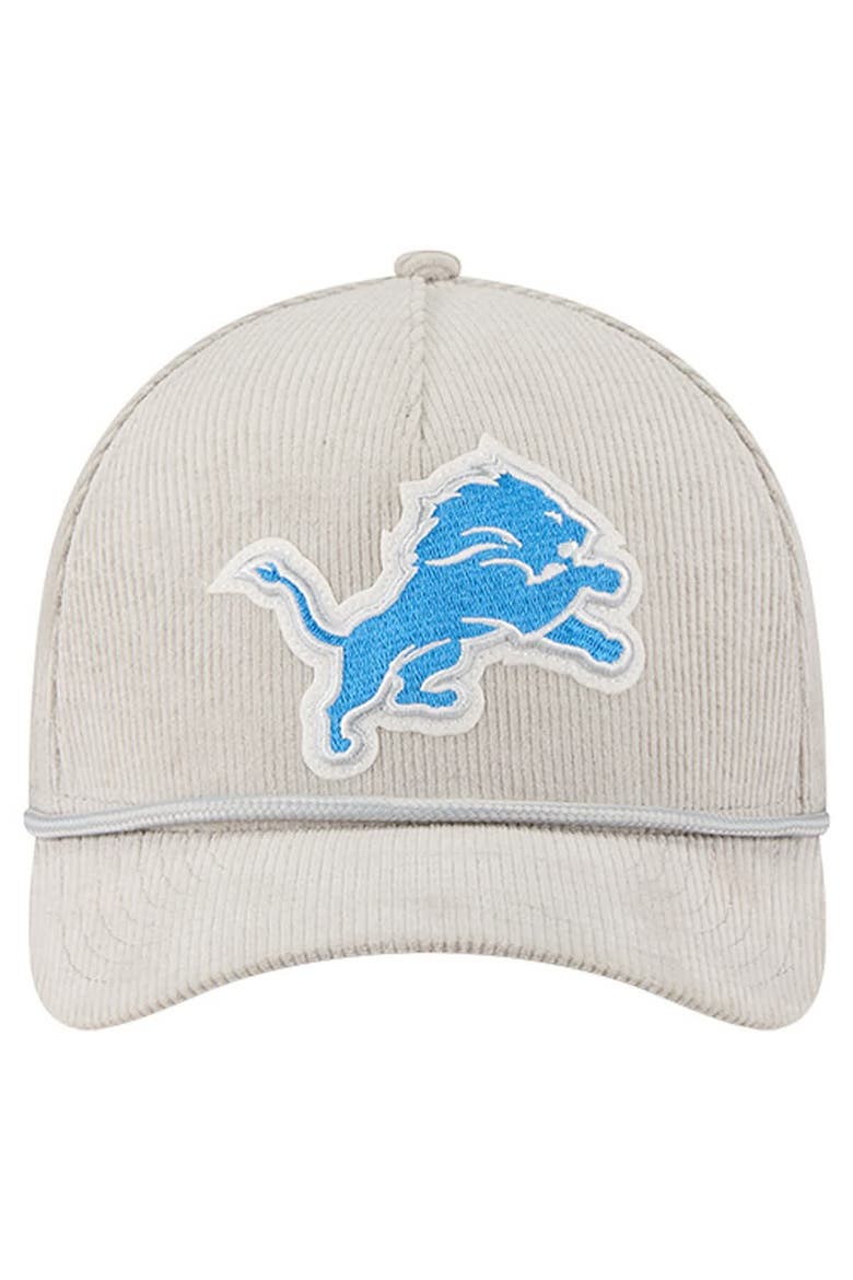 Men's New Era Silver Detroit Lions Cord Corduroy 9FORTY A-Frame Adjustable Hat, Alternate, color, Silver