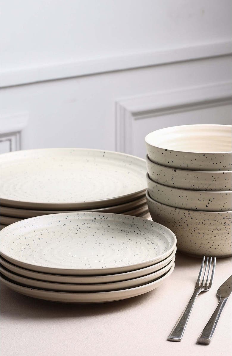 Stone Lain Dua Stoneware 4-Piece Dinner Plate Set, Alternate, color, White