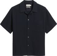 FRAME Open Weave Short Sleeve Cotton Blend Button-Up Shirt