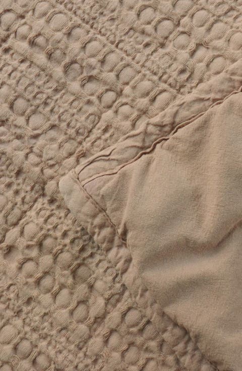 Reversible Honeycomb Waffle Cotton Quilt & Sham Set