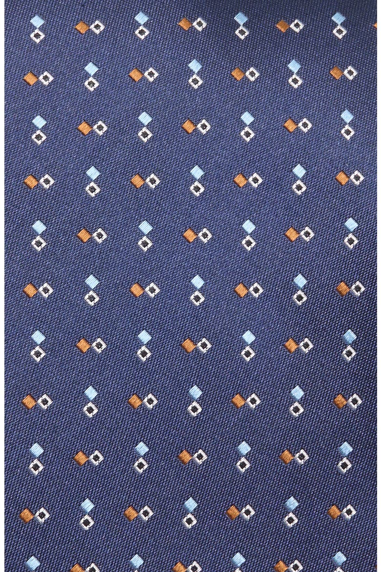 Diamond Neat Silk Tie, Alternate, color, NVY FAN