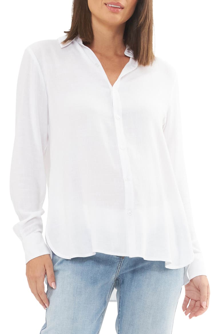 Clara Button Down Maternity Shirt, Main, color, WHITE