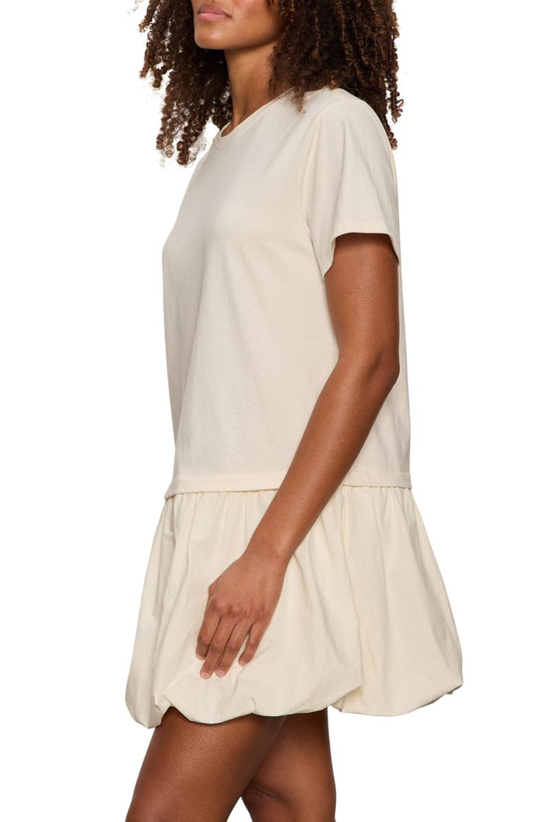Sanctuary For Keeps Mixed Media Bubble Hem Cotton T-Shirt Minidress, Alternate, color, Collagen White