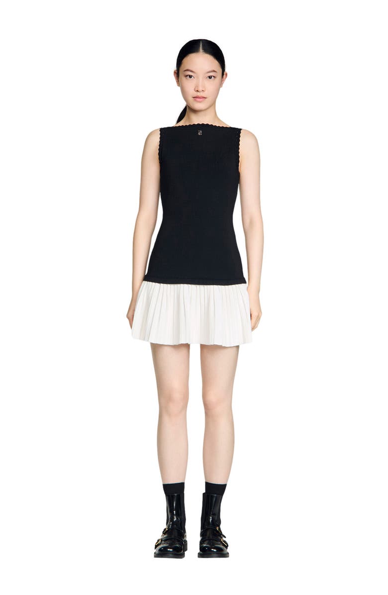 SANDRO Two-tone short dress, Alternate, color, Black