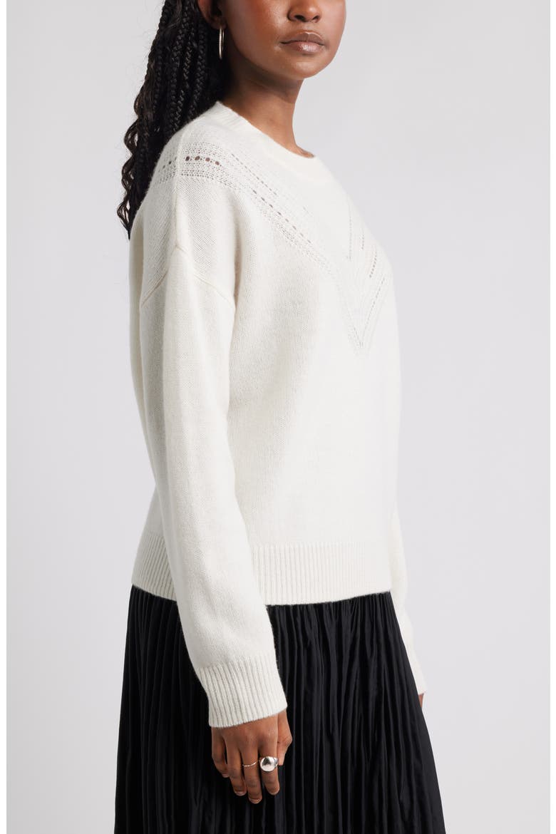 Pointelle Wool & Cashmere Sweater, Alternate, color, IVORY DOVE