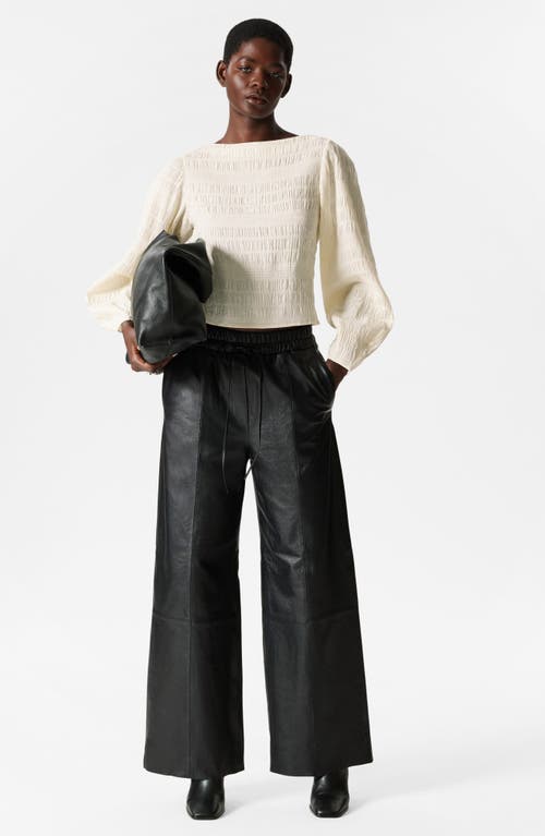 Shop & Other Stories Shirred Bateau Neck Top In White Dusty Light