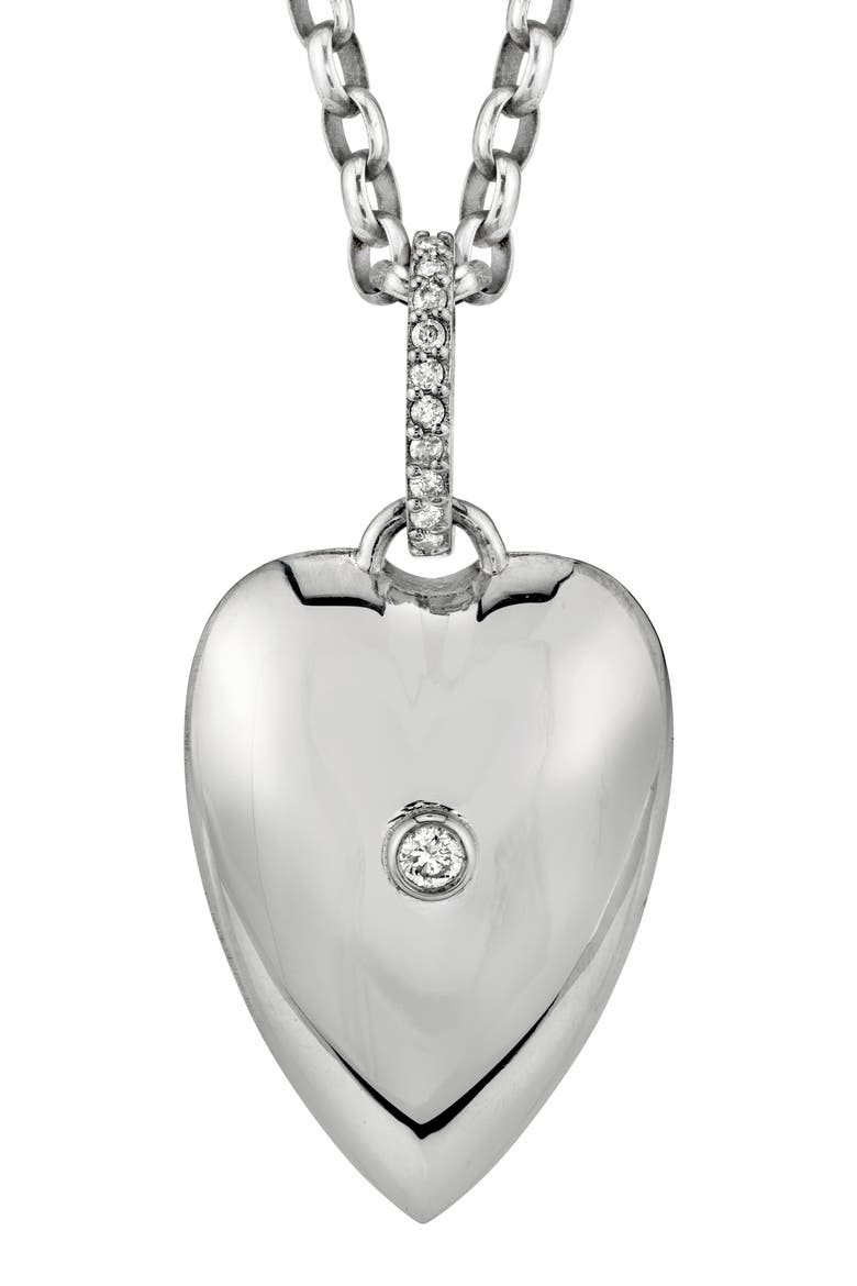 Bezel Diamond Heart Pendant Necklace, Alternate, color, SILVER/ DIAMOND