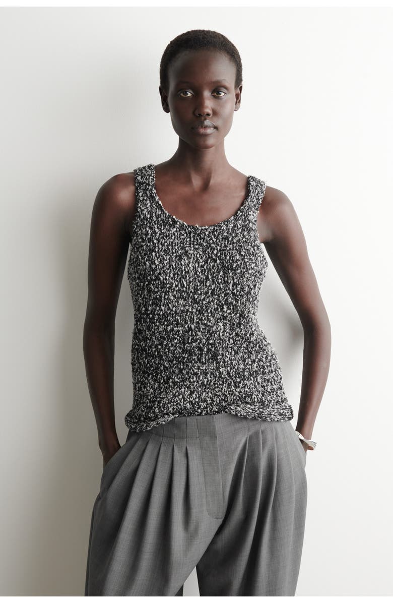 COS Two-Tone Chunky Knitted Tank Top, Main, color, Black / White