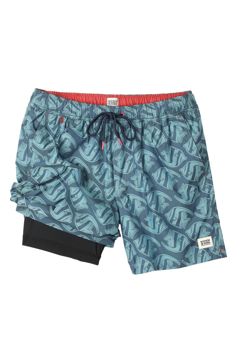 Scotch & Soda Low Tide Swim Trunks, Alternate, color, Sargasso Sea
