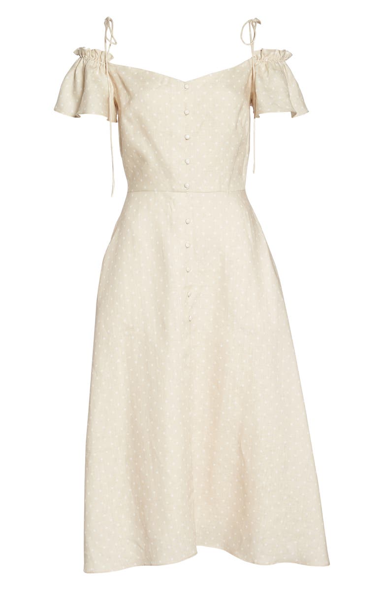 Gal Meets Glam Collection Colleen Polka Dot Off the Shoulder Dress, Alternate, color, 