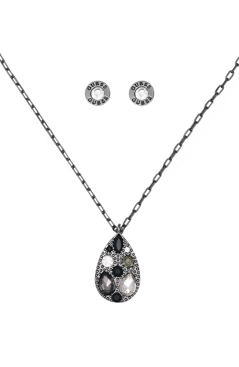 GUESS Pendant Necklace & Stud Earrings Set, Alternate, color, Silver