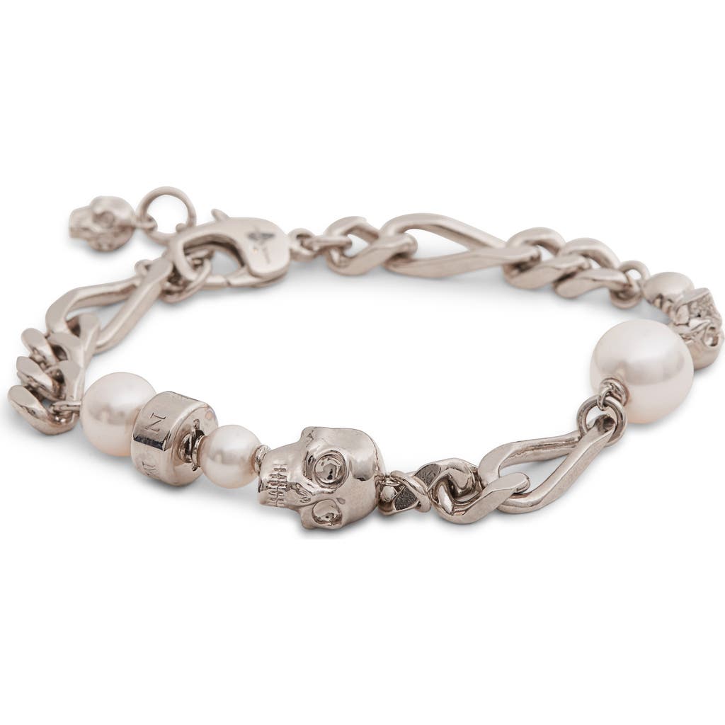 Alexander Mcqueen Mcqueen Crystal Skull & Faux Pearl Bracelet