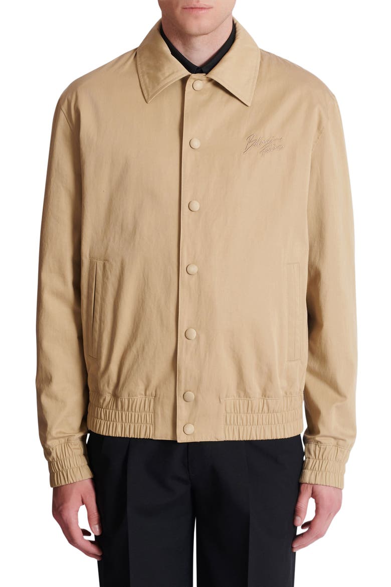 Cotton canvas bomber jacket, Alternate, color, beige