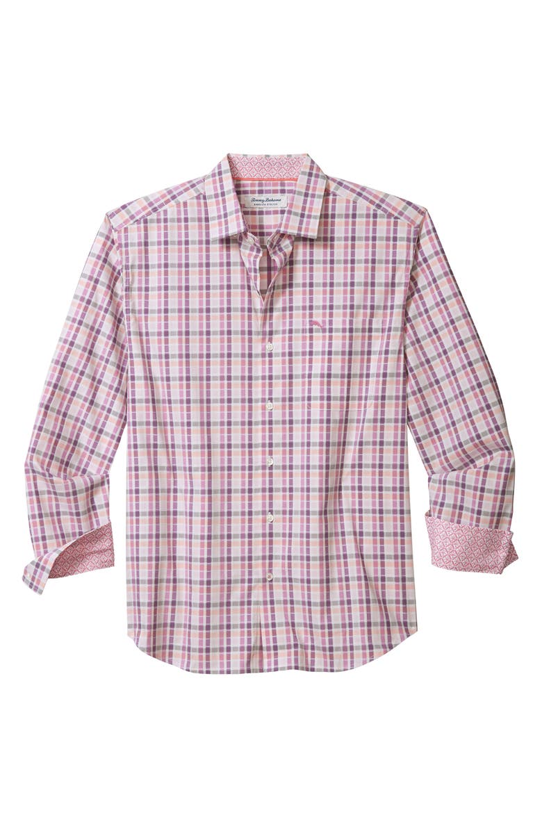 Tommy Bahama Sarasota Stretch Check IslandZone<sup>®</sup> Button-Up Shirt, Main, color, Radiant Orchid