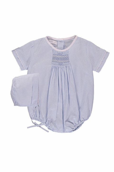 Gingham Creeper Romper with Matching Hat
