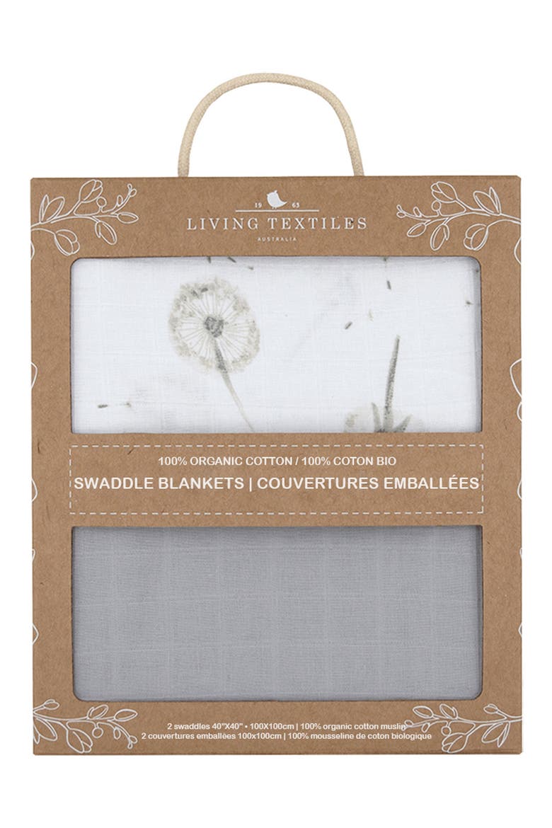 Dandelion 2-Pack Organic Cotton Swaddles, Main, color, GREY