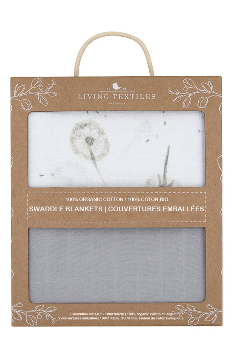 Living Textiles Dandelion 2-Pack Organic Cotton Swaddles, Main, color,