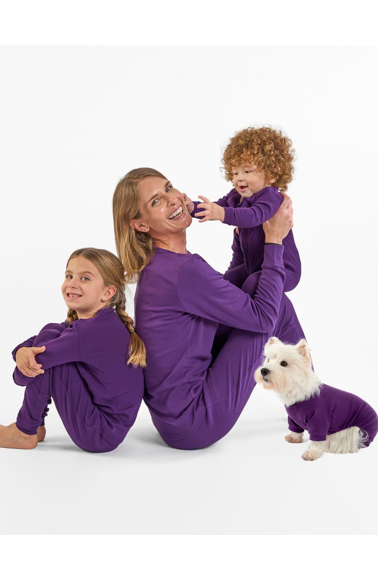 Leveret Kids Short Sleeve Cotton Solid Matching Family Pajamas, Alternate, color, Dark Purple