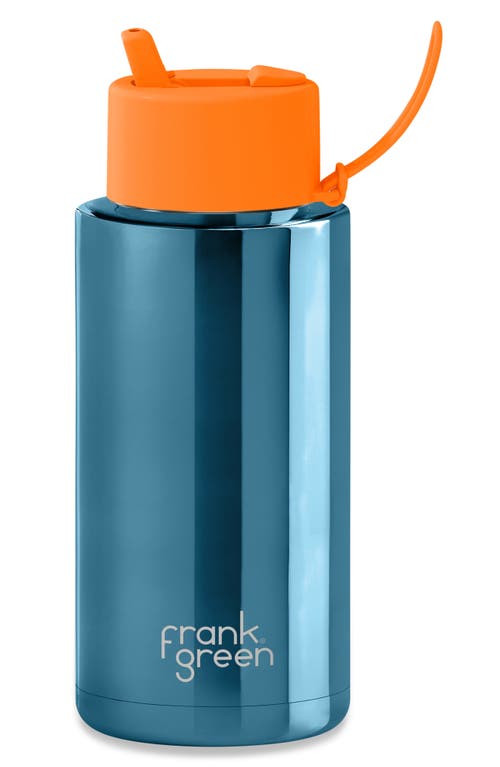 frank green 34-Ounce Water Bottle in Chrome Blue /Neon Orange  product