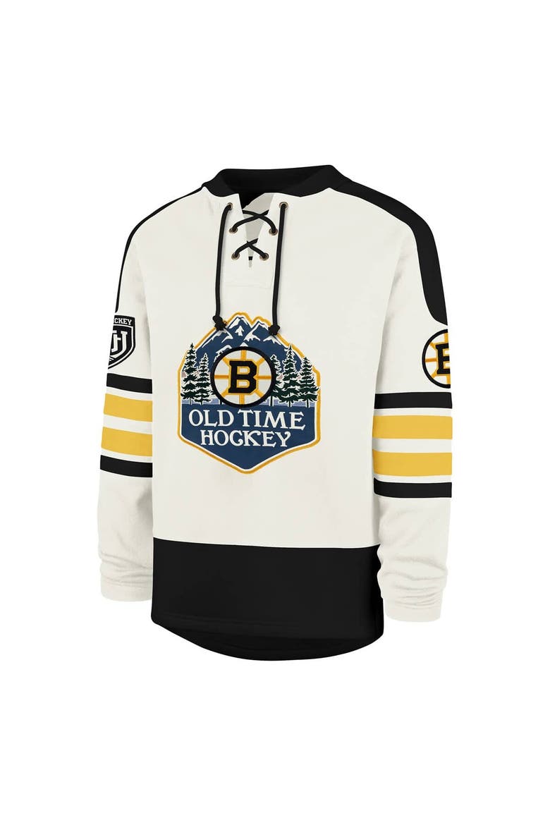 Men's '47 Cream Boston Bruins Pond Hockey Trio Eternal Lacer Sweatshirt, Alternate, color, Cream