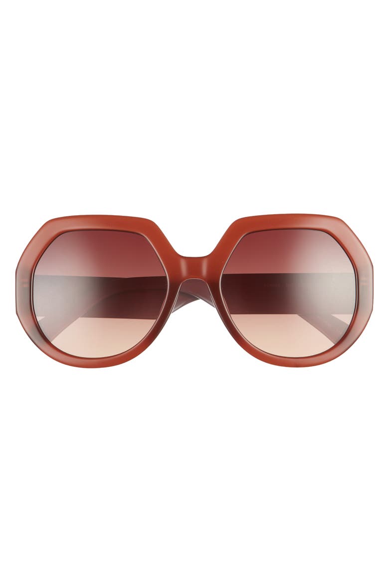 55mm Gradient Geometric Sunglasses, Alternate, color, BROWN