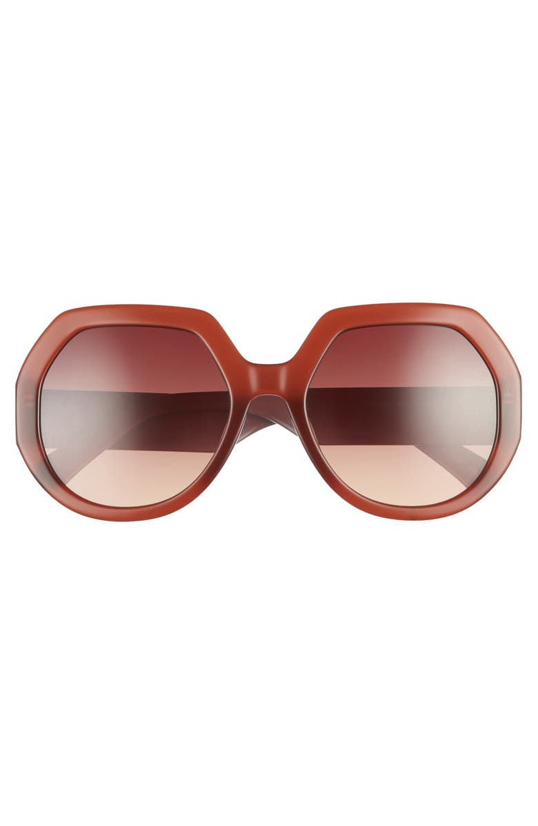 Longchamp 55mm Gradient Geometric Sunglasses, Alternate, color, Brown