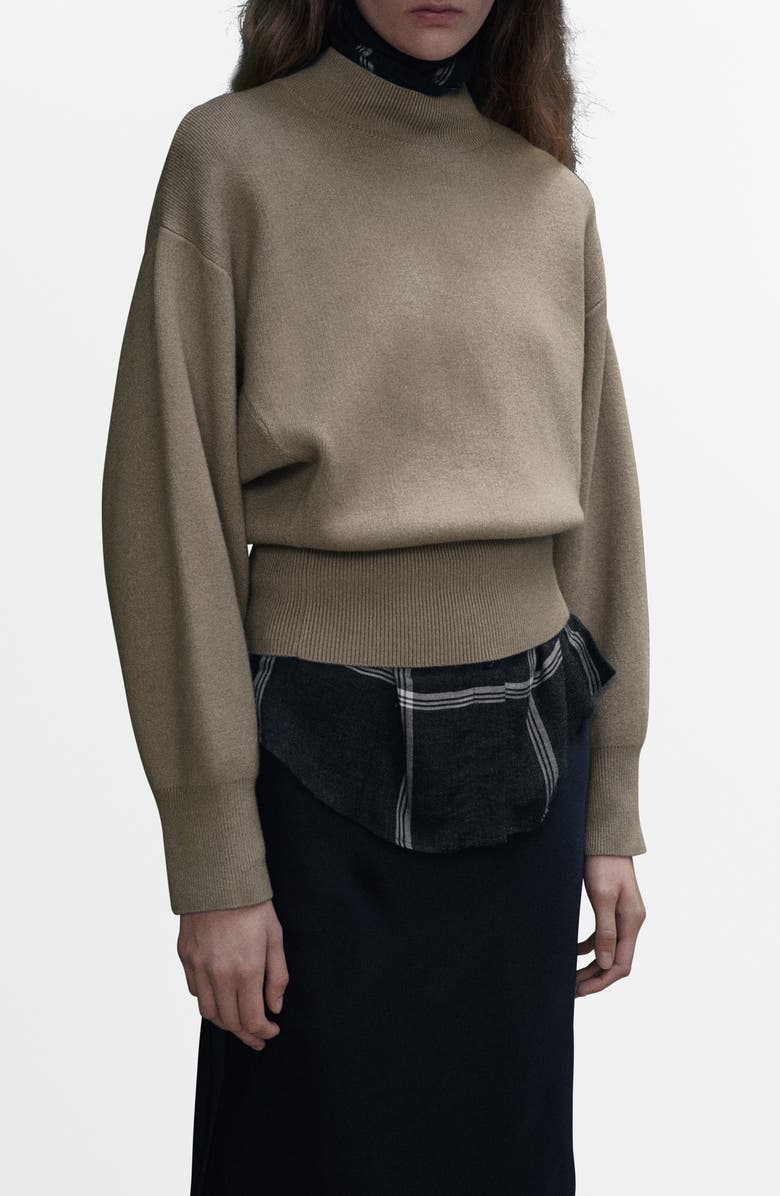 MANGO Ovresize Mock Neck Sweater, Main, color, Light/ Pastel Grey
