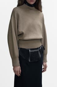 MANGO Oversize Mock Neck Sweater