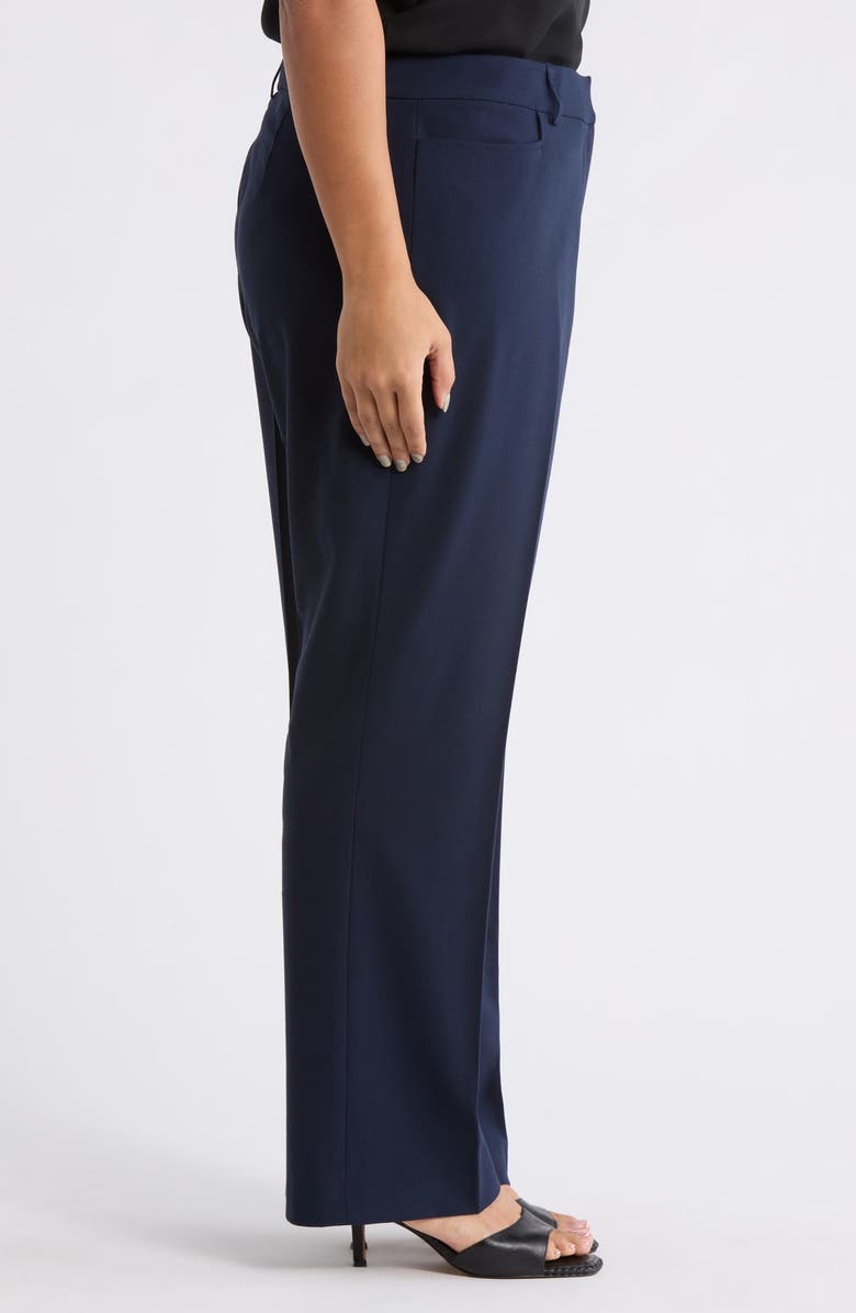 Tahari ASL Bird Eye Straight Leg Pants, Alternate, color, New Navy