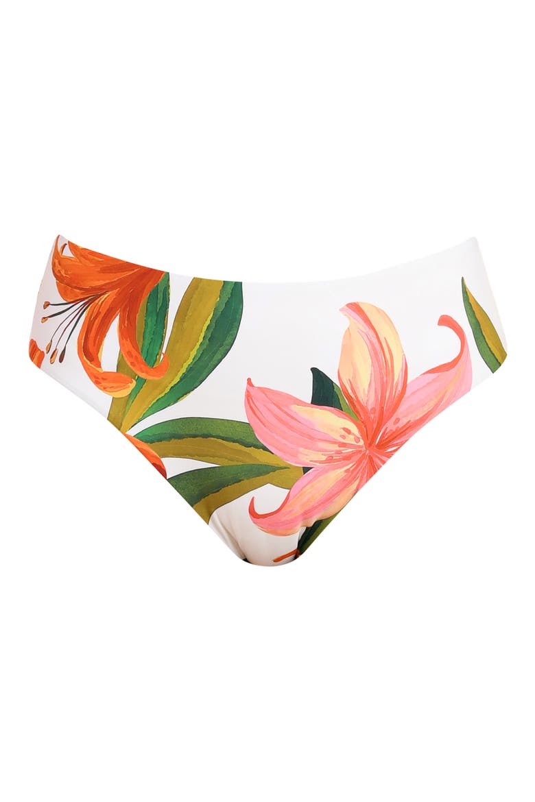 Jungle Blossoms Mid Rise Bikini Bottoms, Alternate, color, ORANGE MULTI
