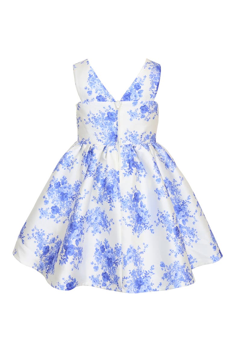 Kids' Bow Front Mikado Party Dress, Alternate, color, IVORY/ BLUE