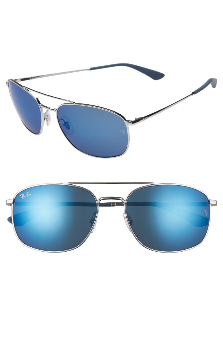 Ray-Ban 60mm Mirrored Aviator Sunglasses, Main, color, 