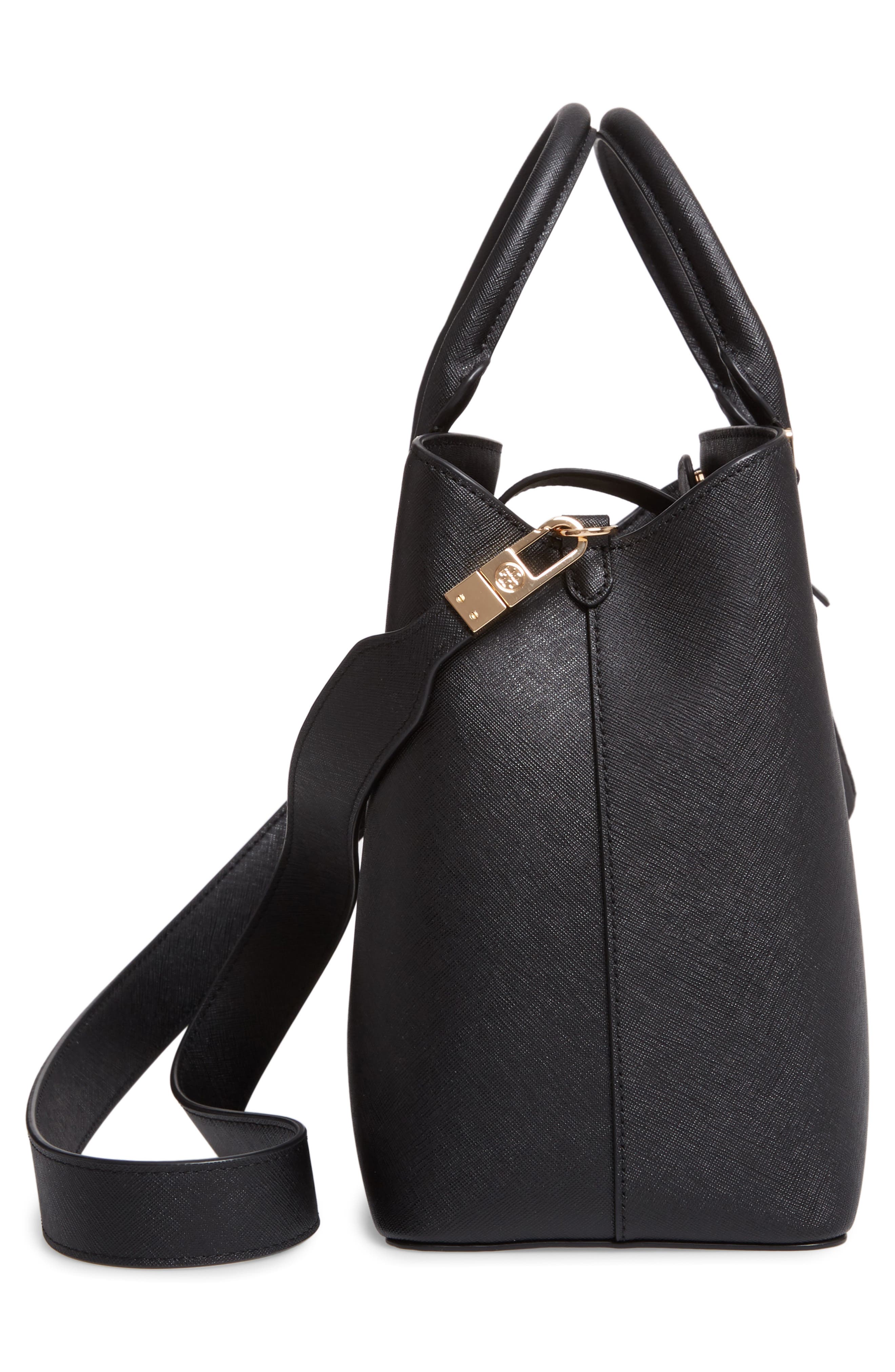 Medium Robinson Leather Triple Compartment Bag, Alternate, color, BLACK