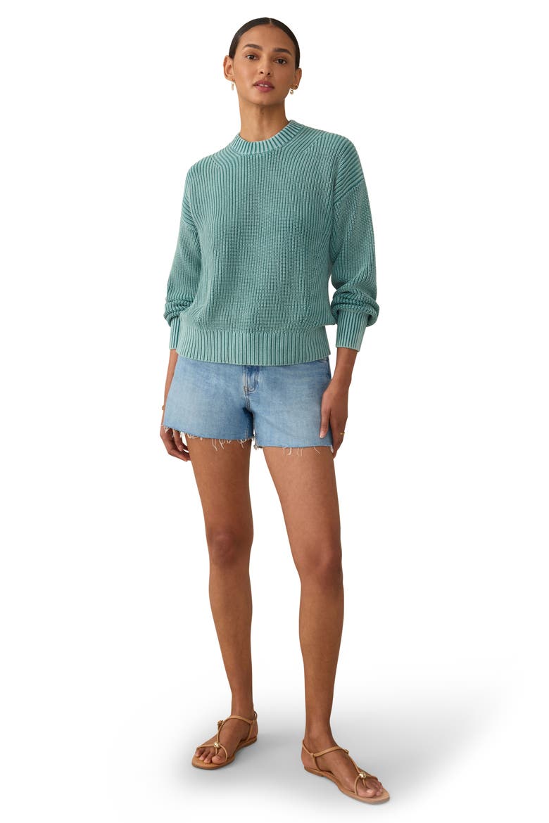 Sunwashed Organic Cotton Fisherman Sweater, Alternate, color, DEEP JUNGLE