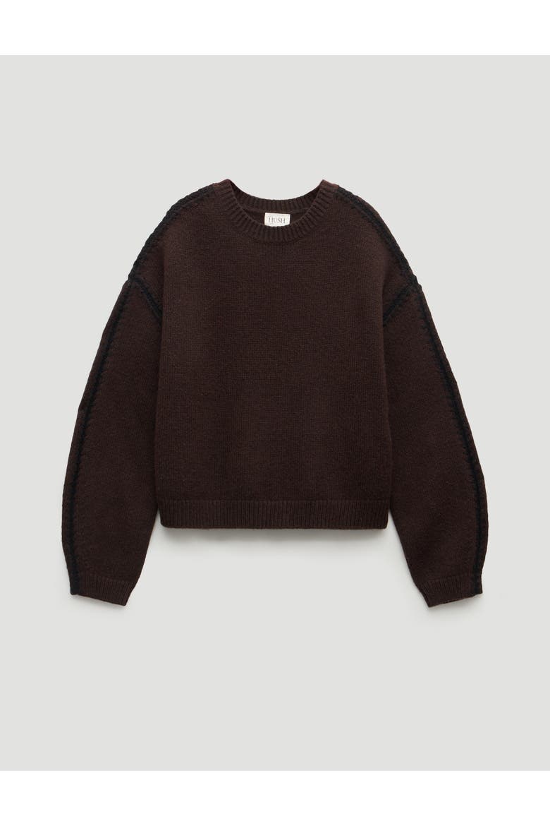 Whitney Whipstitch Knitted Sweater, Alternate, color, Dark Brown