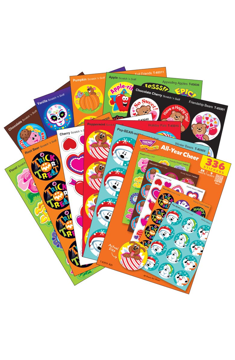 TREND Scratch N Sniff All Year Cheer 336 Count Scented Stickers, Alternate, color, Multicolored