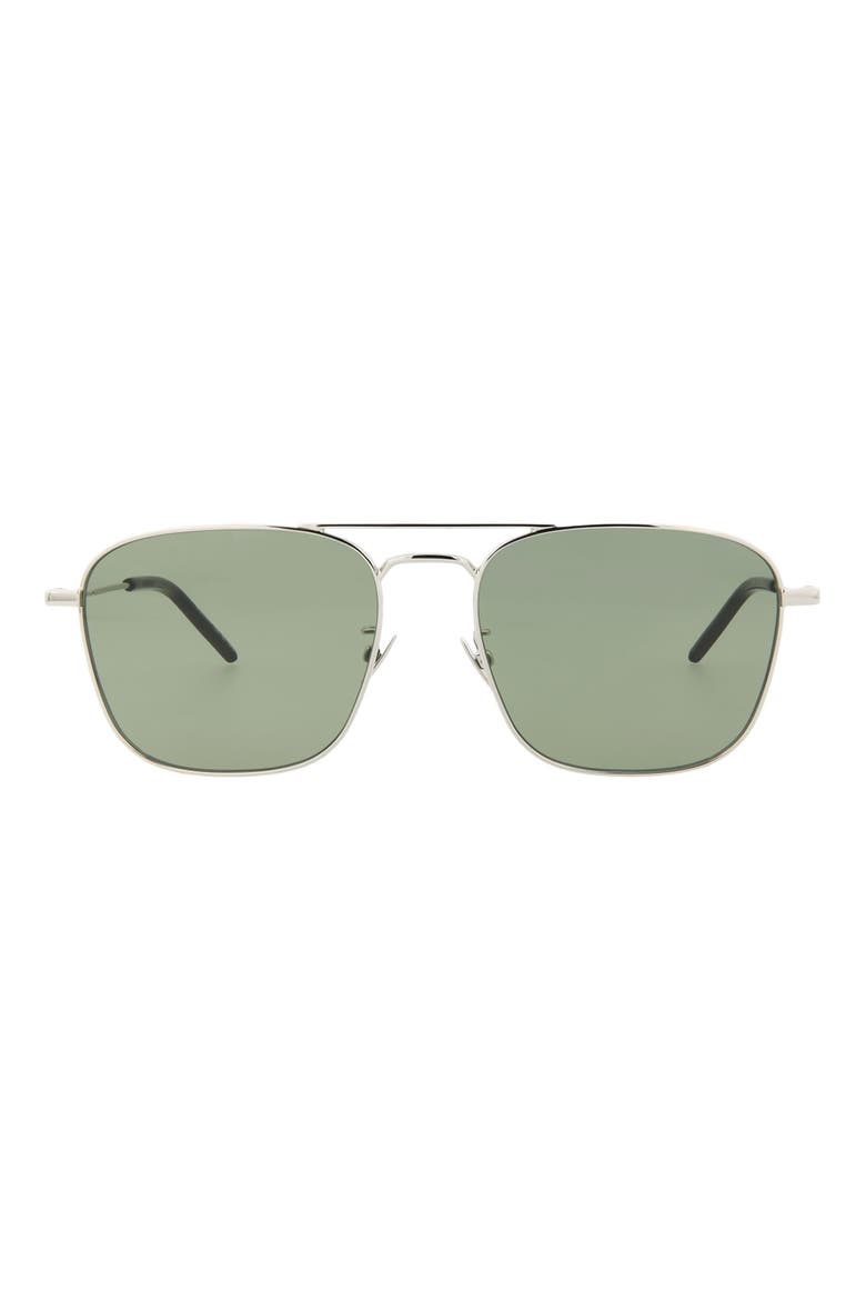 56mm Best Aviator Sunglasses, Main, color, SILVER SILVER GREEN
