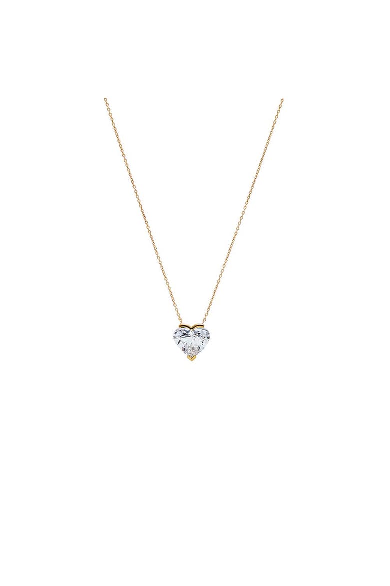 Lab Grown Diamond Heart Semi Bezel Pendant Necklace 14K, Main, color, 14K Gold - 3 Carat