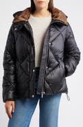 Sam Edelman Diamond Quilted Puffer Jacket with Faux Fur Hood