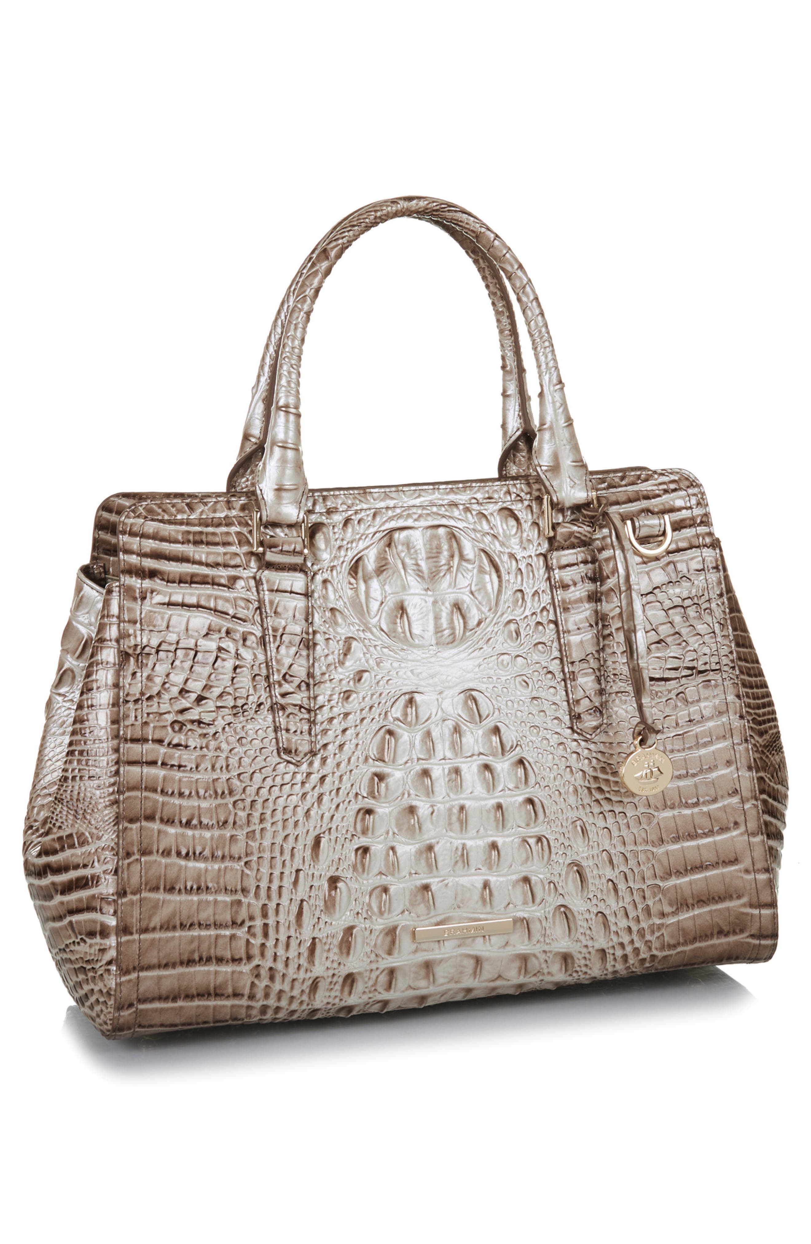 Finley Small Croc Embossed Leather Satchel, Alternate, color, ALABASTER MELBOURNE
