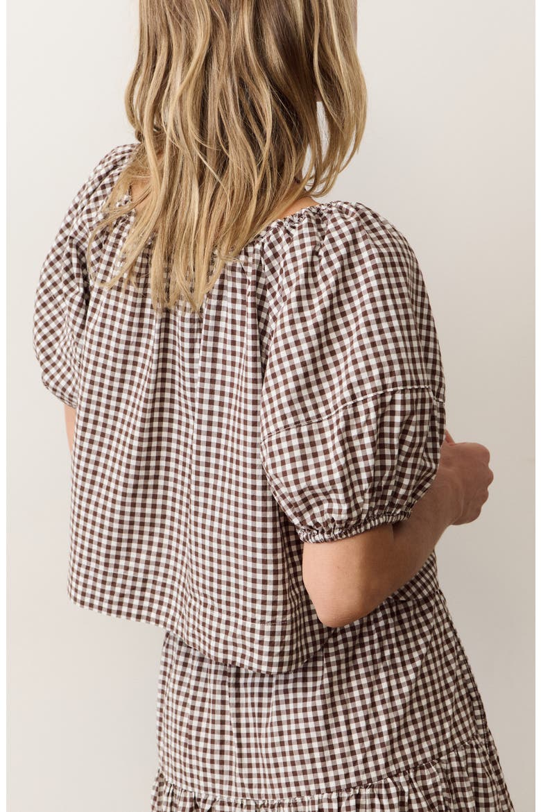 Gia Gingham Pima Cotton Top, Alternate, color, CHOCOLATE GINGHAM
