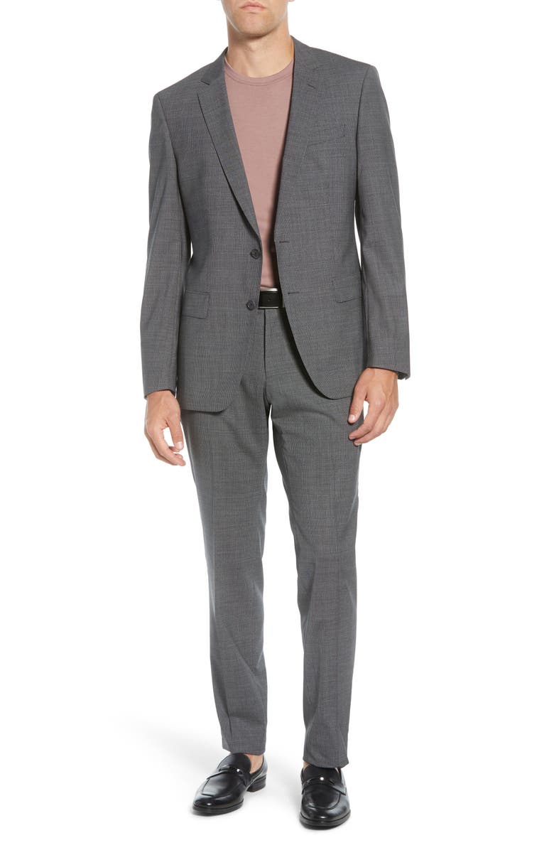 BOSS Huge/Genius Trim Fit Houndstooth Wool Suit, Main, color, 