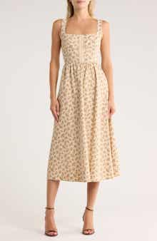 Blu Pepper Floral Corset A-Line Midi Dress