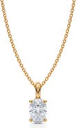ALLUREZ Oval Solitaire Lab Diamond Pendant Necklace 14K 0.75ct