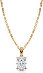 ALLUREZ Oval Solitaire Lab Diamond Pendant Necklace 14K 0.75ct