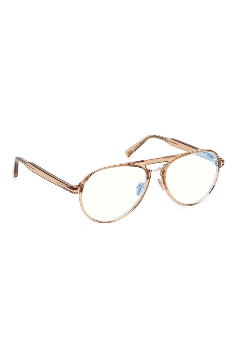 57mm Pilot Blue Light Blocking Optical Glasses, Alternate, color, CHAMPAGNE / T LOGO